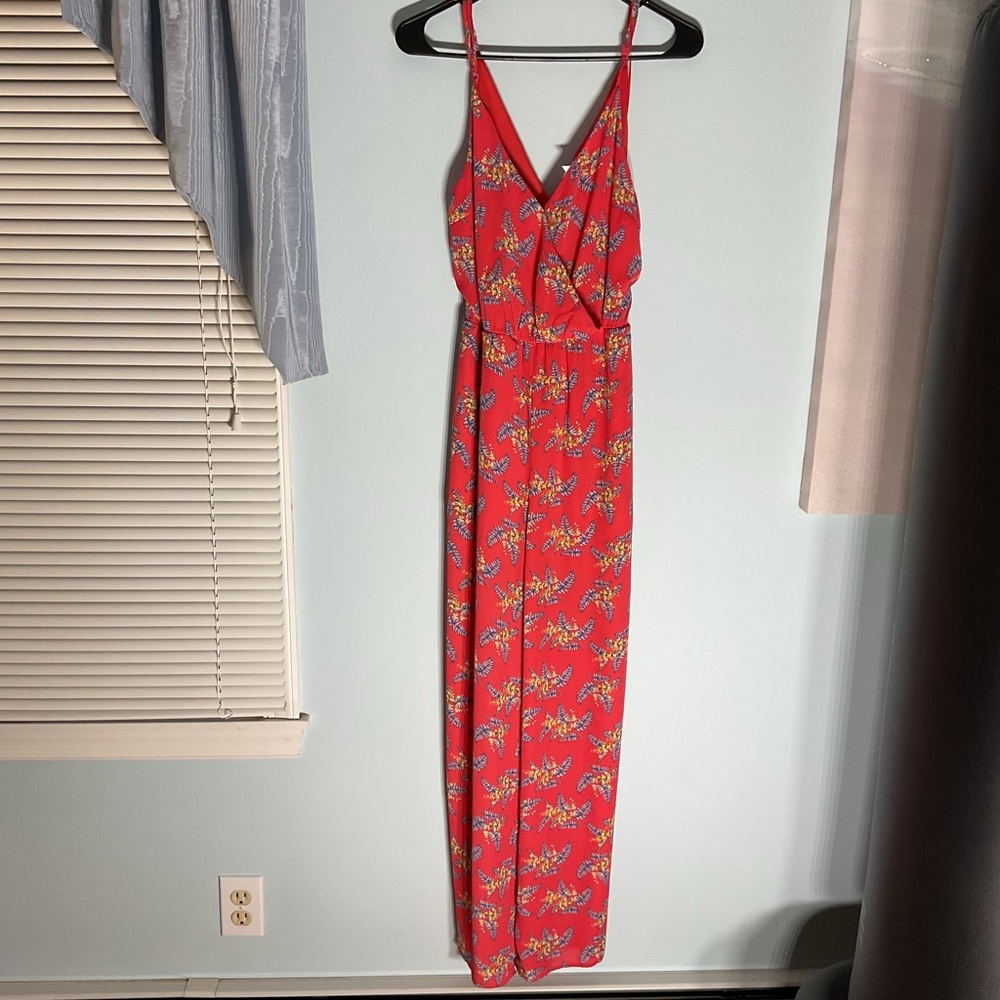 Vibrant Red Floral Jumpsuit